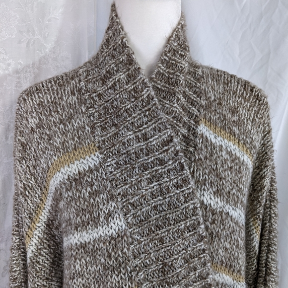 Billabong EUC cardigan sweater Designer's Closet large metallic gold brown white - Picture 2 of 16